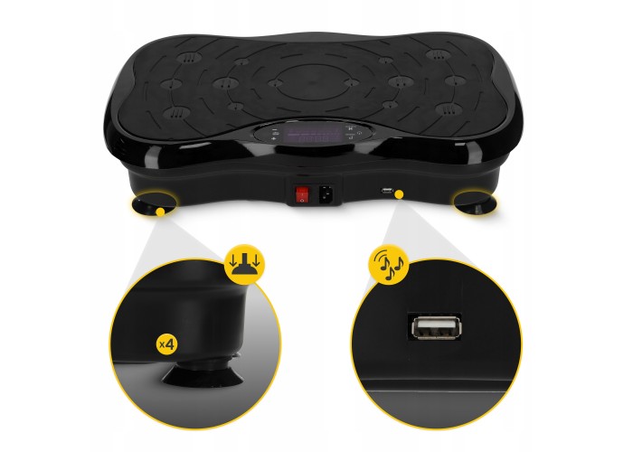Віброплатформа для тренувань 4FIZJO Ultra+ з пультом та еспандерами Black (P-5905973402873)