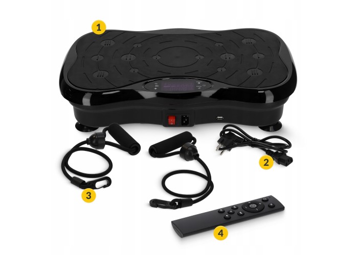 Віброплатформа для тренувань 4FIZJO Ultra+ з пультом та еспандерами Black (P-5905973402873)