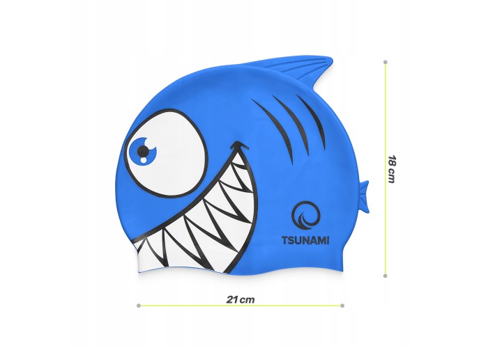 Шапочка для плавання TSUNAMI Shark дитяча Blue (P-5905973401814)