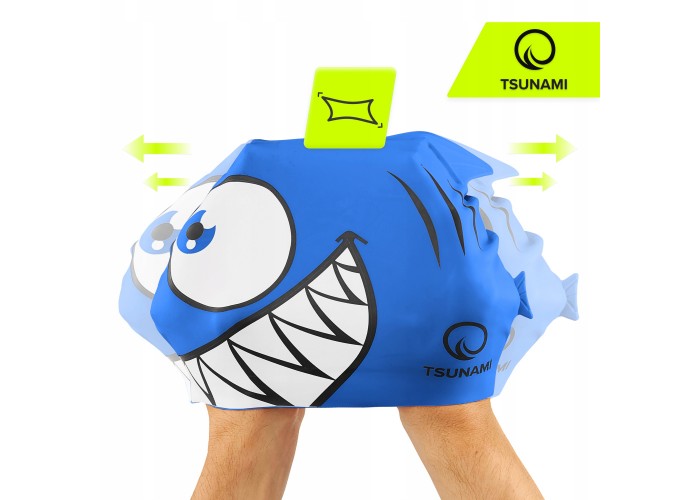 Шапочка для плавання TSUNAMI Shark дитяча Blue (P-5905973401814)