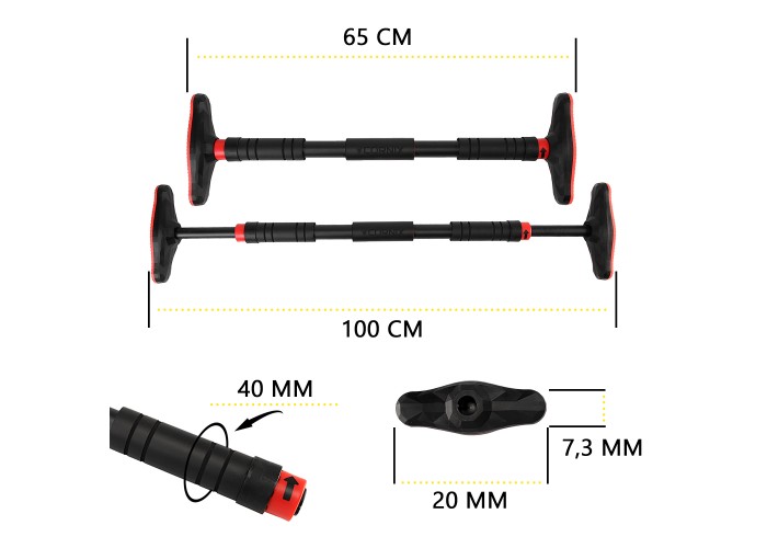 Турнік розсувний Cornix Pro 67-100 см XR-0283 Black/Red