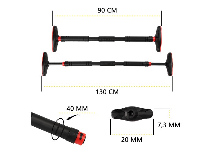 Турнік розсувний Cornix Pro 90-130 см XR-0284 Black/Red
