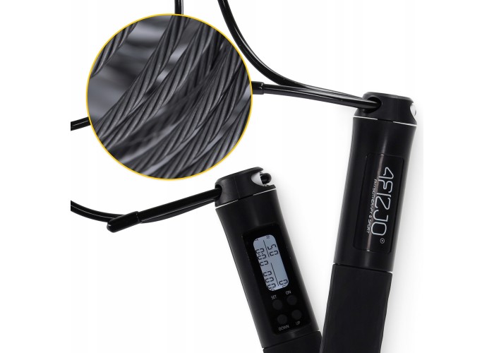 Скакалка з лічильником 4FIZJO 2 в 1 провідна/бездротова Black (P-5905973402200)