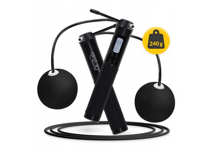 Скакалка з лічильником 4FIZJO 2 в 1 провідна/бездротова Black (P-5905973402200)