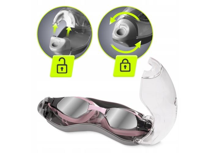 Окуляри для плавання TSUNAMI Anti-Fog 3 в 1 чохол, бервуха та затиск для носа Pink (P-5905973401777)