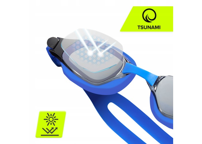 Окуляри для плавання TSUNAMI Anti-Fog 3 в 1 чохол, бервуха та затиск для носа Blue (P-5905973401784)