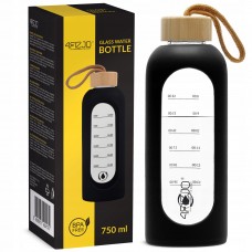 Пляшка для води спортивна 4FIZJO 750 мл скляна Black (P-5905973404174)