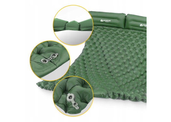 Килимок (каримат) надувний Mountain Goat 200 x 120 x 7 см двомісний з вбудованим насососм Navy Green (P-5905973403573)