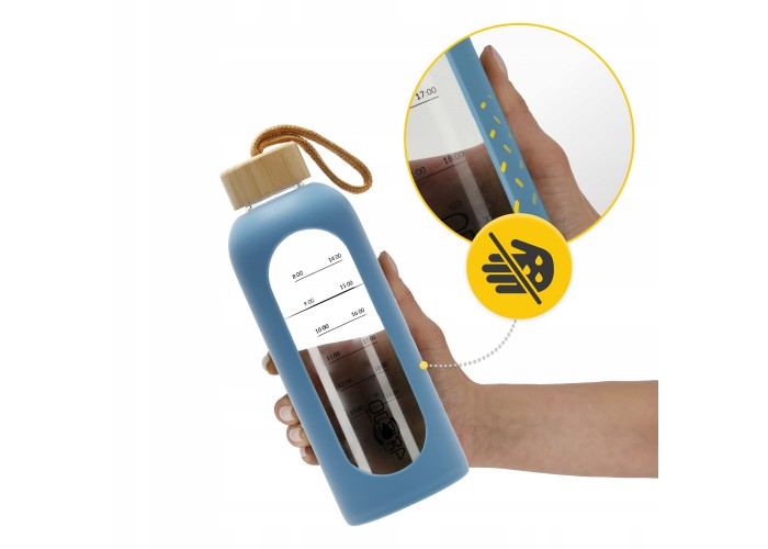 Пляшка для води спортивна 4FIZJO 750 мл скляна Blue (P-5905973404181)