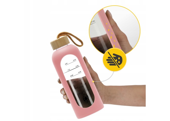 Пляшка для води спортивна 4FIZJO 750 мл скляна Pink (P-5905973404204)