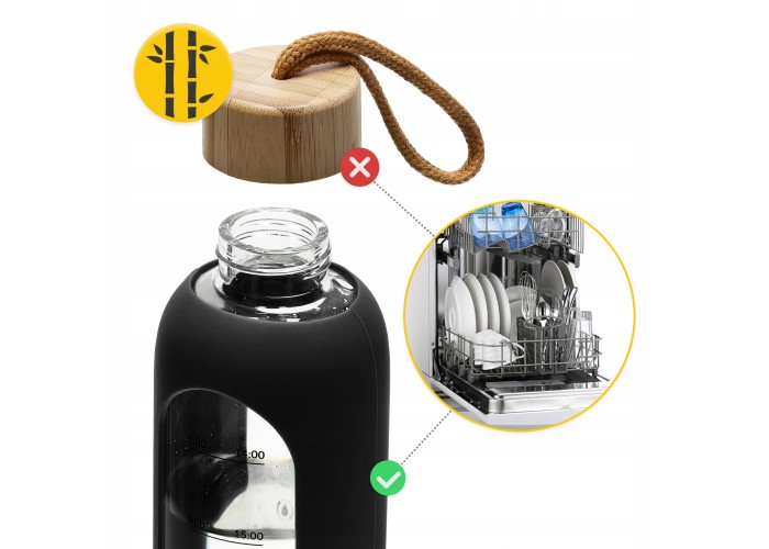 Пляшка для води спортивна 4FIZJO 1000 мл скляна Black (P-5905973403917)