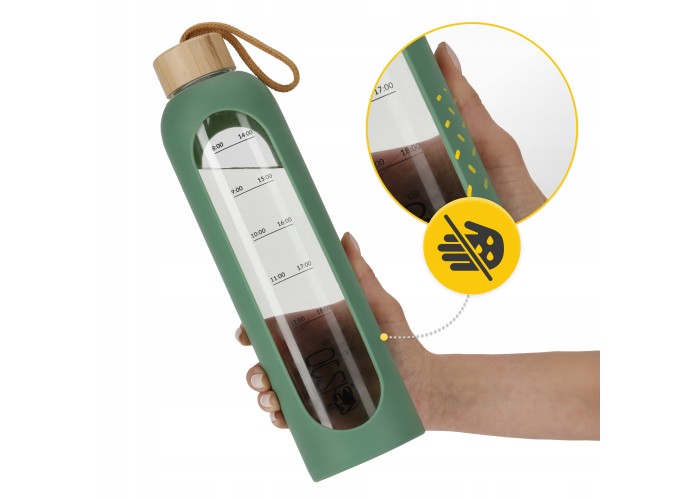 Пляшка для води спортивна 4FIZJO 1000 мл скляна Olive (P-5905973403900)