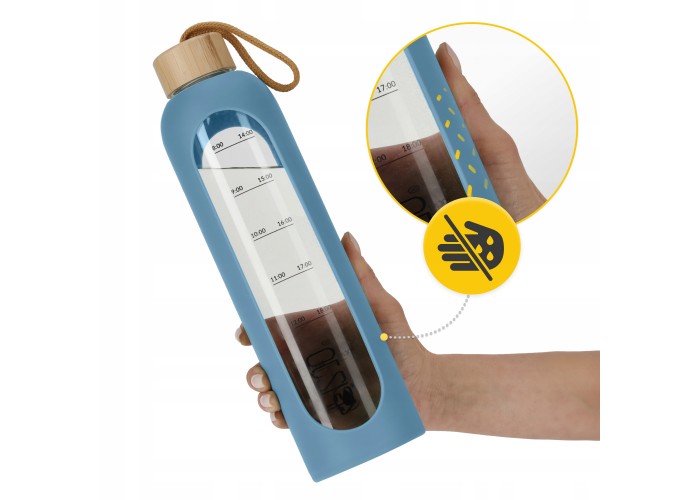 Пляшка для води спортивна 4FIZJO 1000 мл скляна Blue (P-5905973403894)