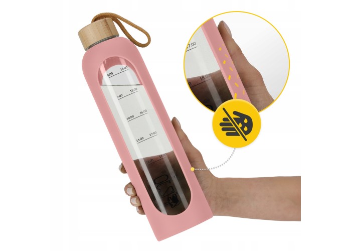 Пляшка для води спортивна 4FIZJO 1000 мл скляна Pink (P-5905973403887)
