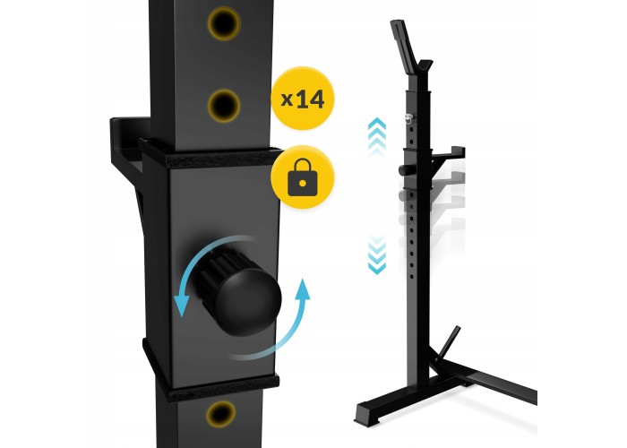 Стійки під штангу 4FIZJO Pro регульовані, зі страховкою Black (P-5905973402668)
