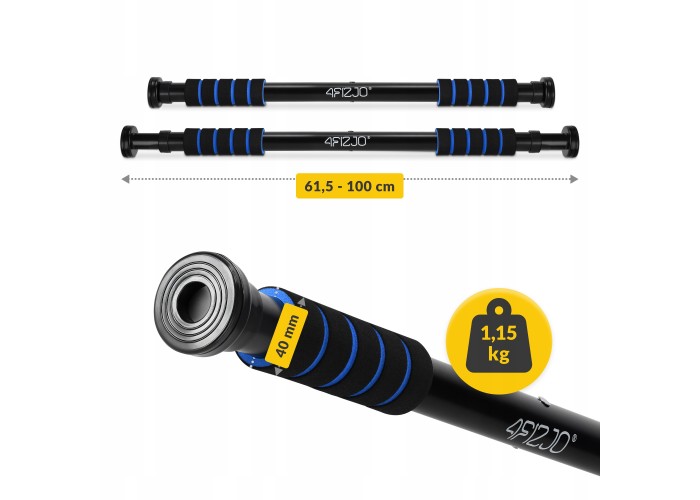 Турнік розсувний 4FIZJO Basic 61.5-100 см Black/Blue (P-5905973402705)