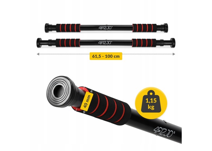 Турнік розсувний 4FIZJO Basic 61.5-100 см Black/Red (P-5905973402712)