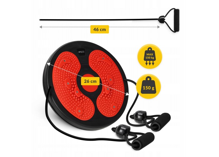 Диск здоров'я для талії 4FIZJO Mini Twister з еспандерами Black/Red (P-5905973402132)