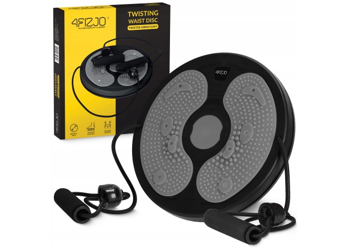 Диск здоров'я для талії 4FIZJO Mini Twister з еспандерами Black/Grey (P-5905973402149)