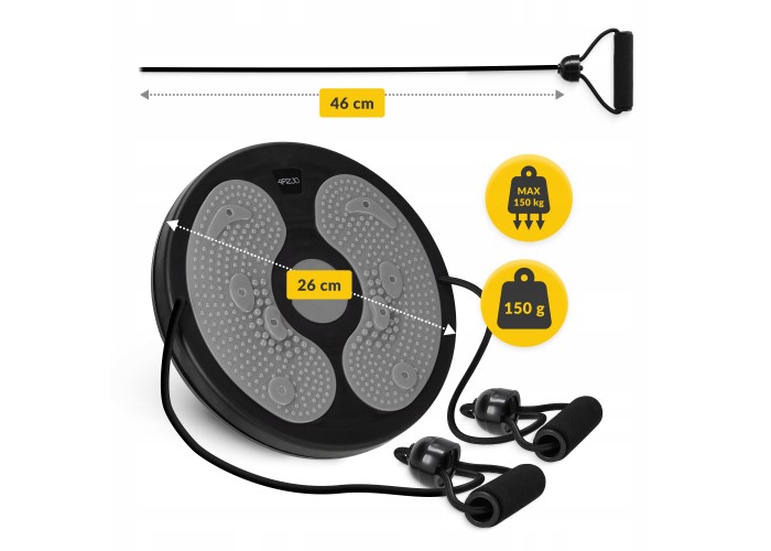 Диск здоров'я для талії 4FIZJO Mini Twister з еспандерами Black/Grey (P-5905973402149)