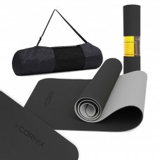 Килимок спортивний Cornix TPE 183 x 61 x 0.6 см для йоги та фітнесу XR-0349 Black/Grey