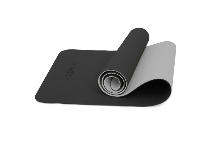Килимок спортивний Cornix TPE 183 x 61 x 0.6 см для йоги та фітнесу XR-0349 Black/Grey
