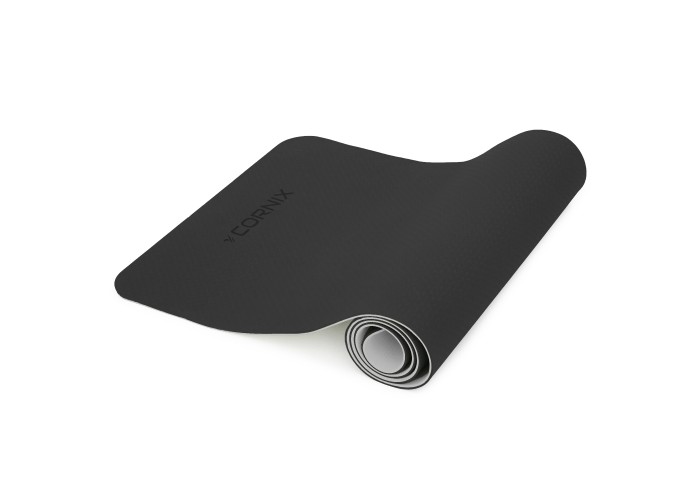 Килимок спортивний Cornix TPE 183 x 61 x 0.6 см для йоги та фітнесу XR-0349 Black/Grey