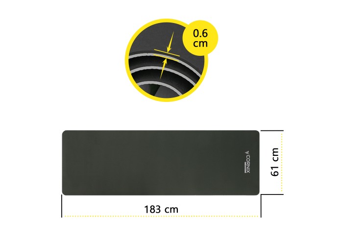 Килимок спортивний Cornix TPE 183 x 61 x 0.6 см для йоги та фітнесу XR-0349 Black/Grey