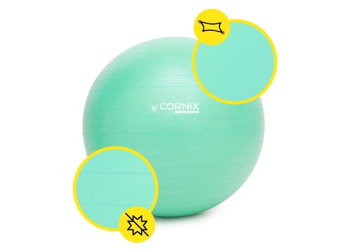 М'яч для фітнесу (фітбол) Cornix 65 см Anti-Burst XR-0363 Mint