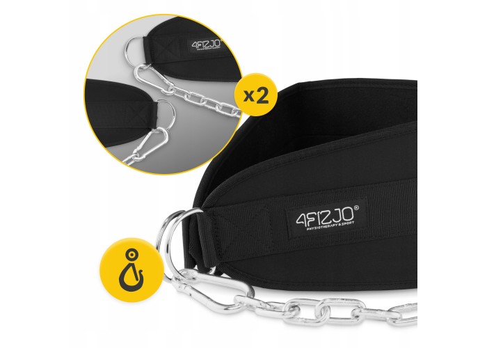 Пояс атлетичний для обтяження 4FIZJO Dip Belt 100 см Black (P-5905973402262)