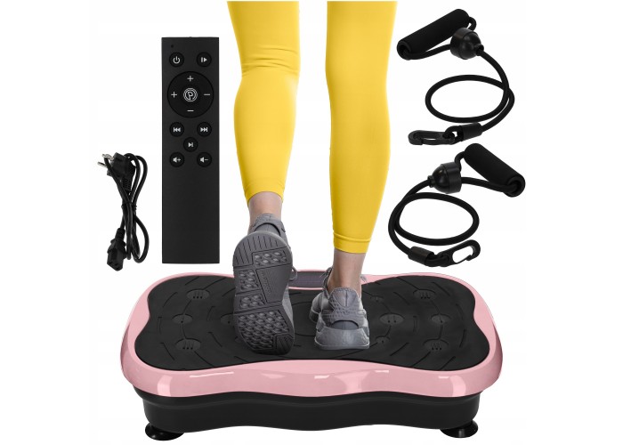 Віброплатформа для тренувань 4FIZJO Ultra+ з пультом та еспандерами Black/Pink (P-5905973402880)