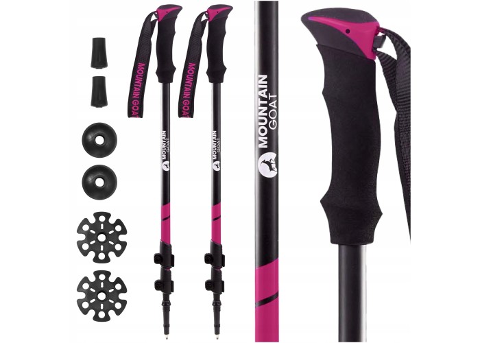 Трекінгові палиці Mountain Goat Peak+ 65-135 см Black/Pink (P-5905973404648)