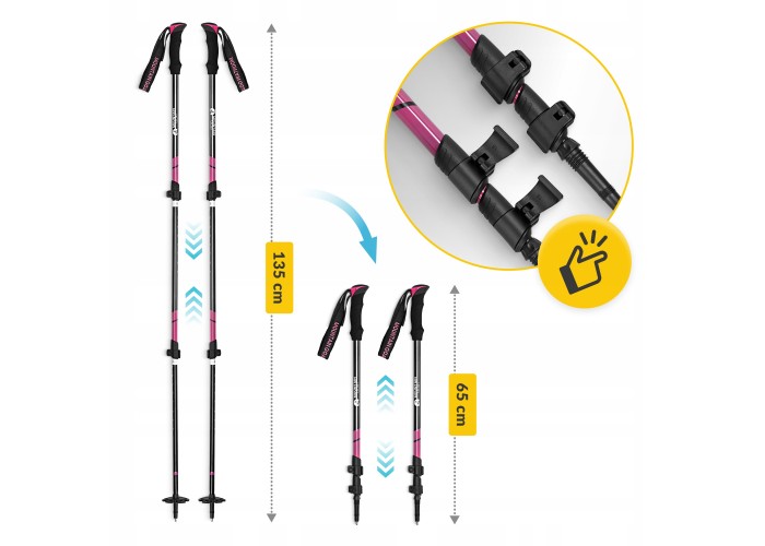 Трекінгові палиці Mountain Goat Peak+ 65-135 см Black/Pink (P-5905973404648)
