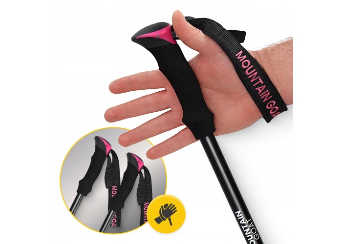 Трекінгові палиці Mountain Goat Peak+ 65-135 см Black/Pink (P-5905973404648)