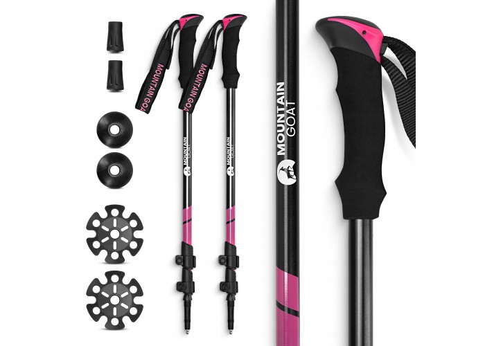 Трекінгові палиці Mountain Goat Peak+ 65-135 см Black/Pink (P-5905973404648)