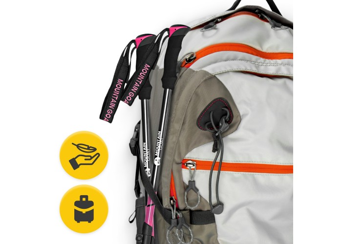 Трекінгові палиці Mountain Goat Peak+ 65-135 см Black/Pink (P-5905973404648)