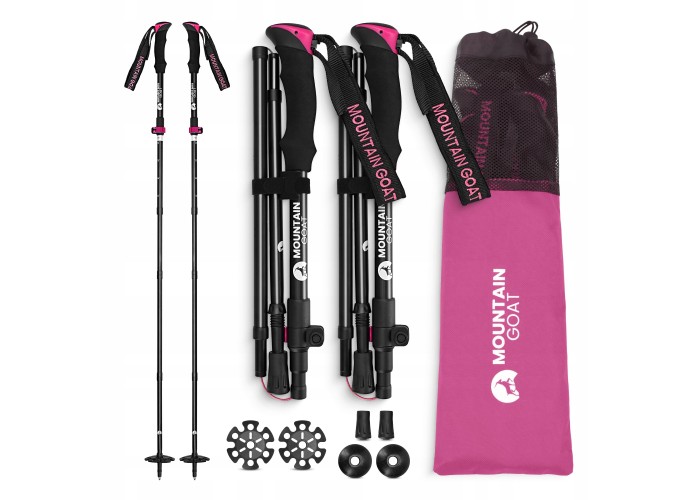 Трекінгові палиці Mountain Goat Pro+ 43-130 см Black/Pink (P-5905973404662)