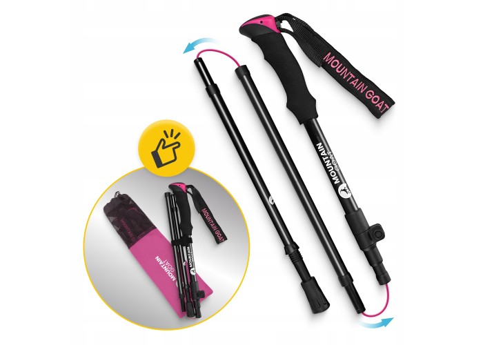 Трекінгові палиці Mountain Goat Pro+ 43-130 см Black/Pink (P-5905973404662)