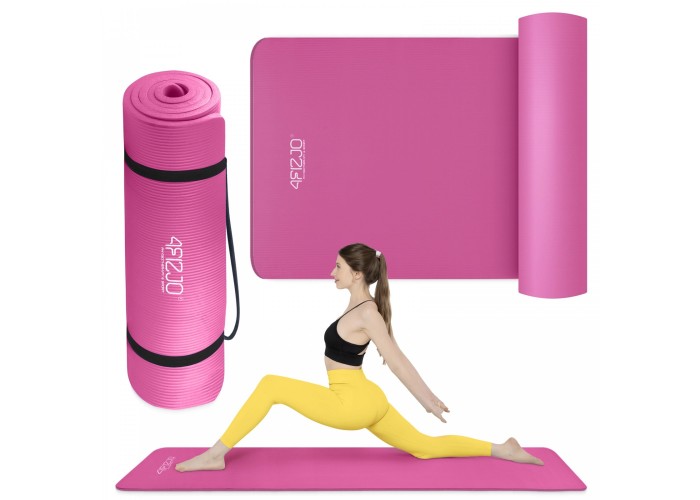 Килимок (мат) спортивний 4FIZJO NBR 180 x 60 x 1.5 см для йоги та фітнесу Pink (P-5905973405669)
