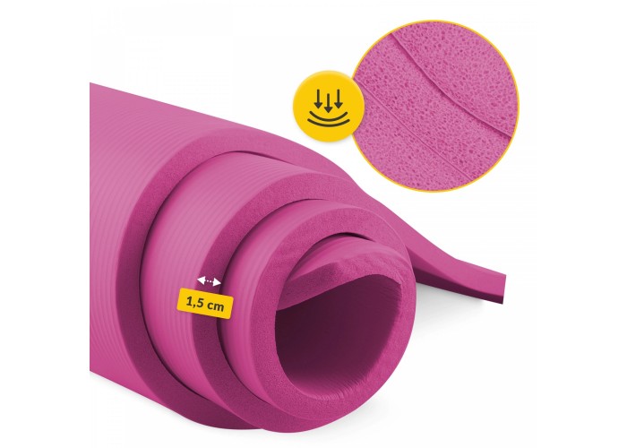 Килимок (мат) спортивний 4FIZJO NBR 180 x 60 x 1.5 см для йоги та фітнесу Pink (P-5905973405669)