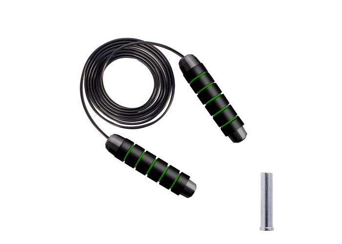 Скакалка швидкісна для кросфіту Cornix Speed Rope Classic з обтяженням XR-0352 Black/Green