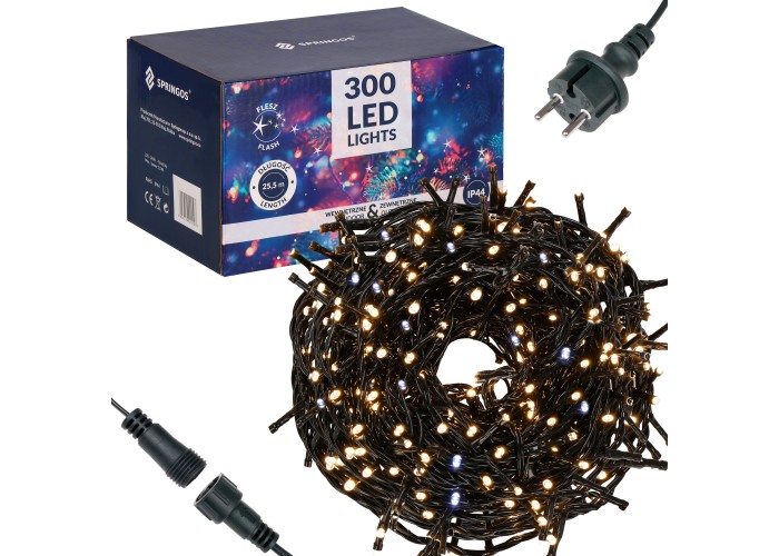 Гірлянда вулична (зовнішня) Springos 24 м 300 LED + Flash CL0328 Warm White