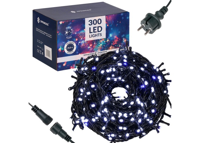 Гірлянда вулична (зовнішня) Springos 24 м 300 LED + Flash CL0329 Cold White