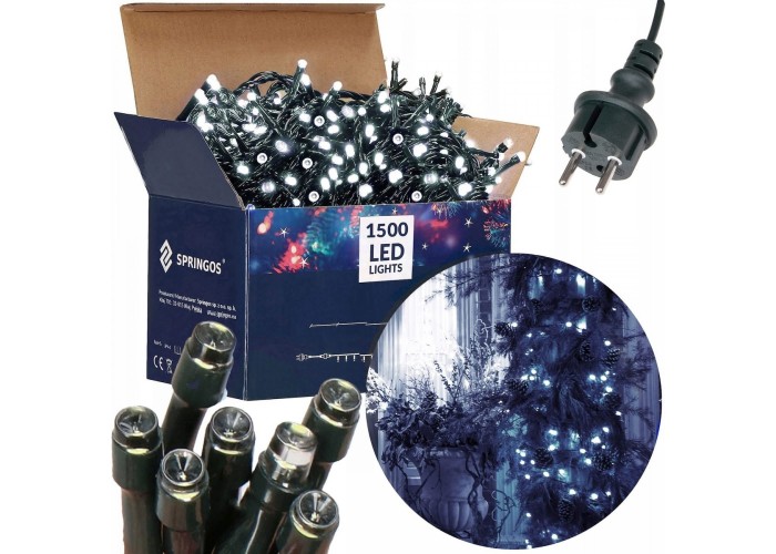 Гірлянда вулична (зовнішня) Springos 90 м 1500 LED CL1501 Cold White