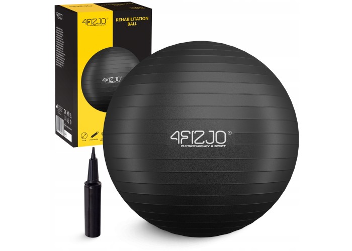 М'яч для фітнесу (фітбол) 4FIZJO 75 см Anti-Burst Black (P-5907739316370)