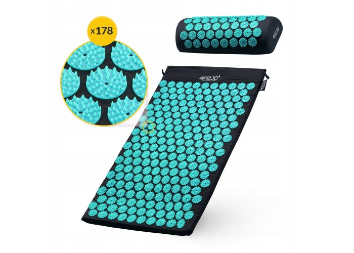 Килимок акупунктурний з валиком 4FIZJO Classic Mat Аплікатор Кузнєцова Black/Blue (P-5905973402385)