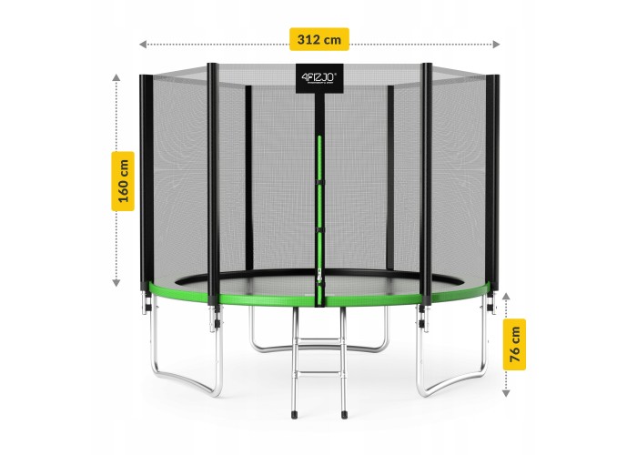 Батут із зовнішньою сіткою 4FIZJO Classic 10FT 312 см Black/Green (P-5907739314130)