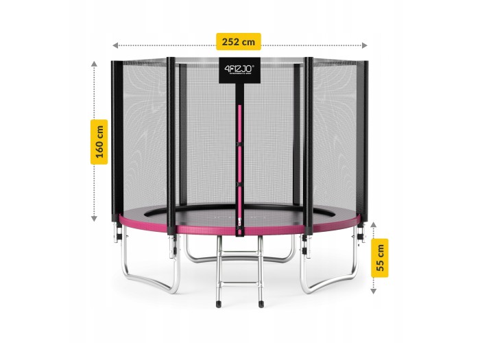 Батут із зовнішньою сіткою 4FIZJO Classic 8FT 252 см Black/Pink (P-5907739314536)