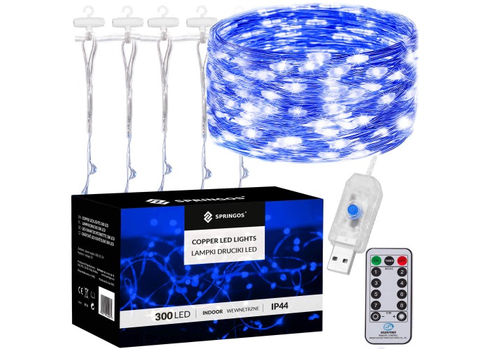 Гірлянда водоспад (штора) Springos 3 x 3 м 300 LED Pilot USB CL4024 Blue