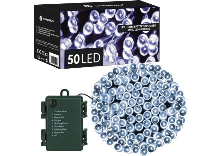 Гірлянда на батарейках Springos 5 м 50 LED CL4028 Cold White
